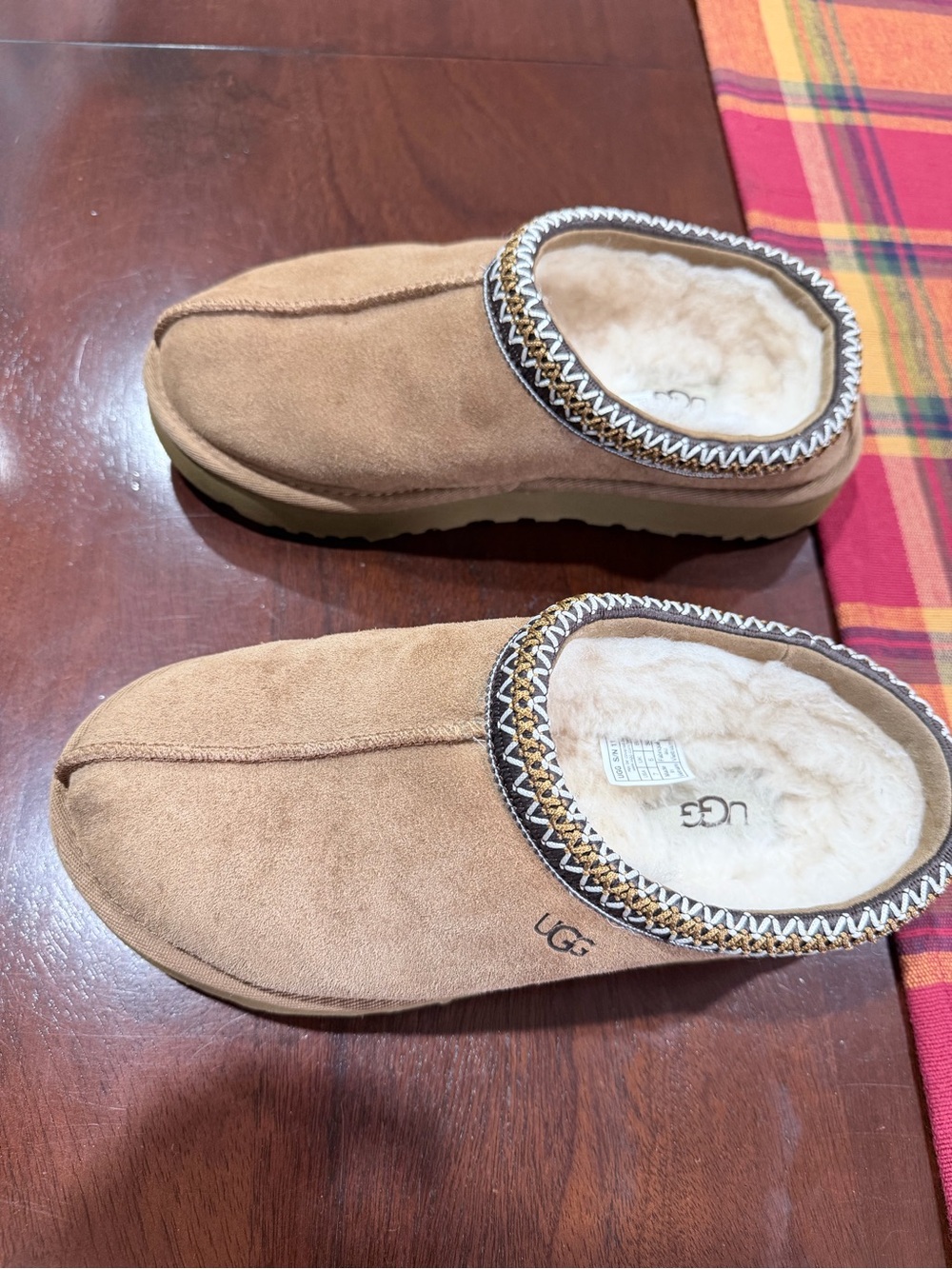 UGG Kids Chestnut Tan Sheepskin Clog Slippers